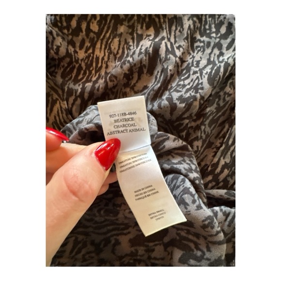 Rails Beatrice Midi Dress Charcoal Animal Print Tie Waist Long Sleeve NWOT XS - Picture 7 of 8